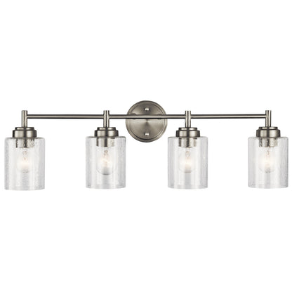 Kichler Winslow 30  4 Light Brushed Nickel Vanity Light with Seeded Glass Shades
