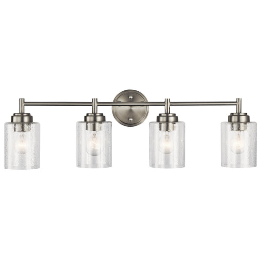 Kichler Winslow 30  4 Light Brushed Nickel Vanity Light with Seeded Glass Shades