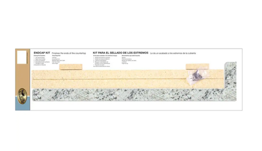 Hampton Bay Laminate Endcap Kit for Countertop with Integrated Backsplash in White Ice Granite Etchings