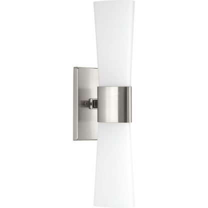 Zura Collection Two-Light Brushed Nickel Etched Opal Glass Modern Vanity Light