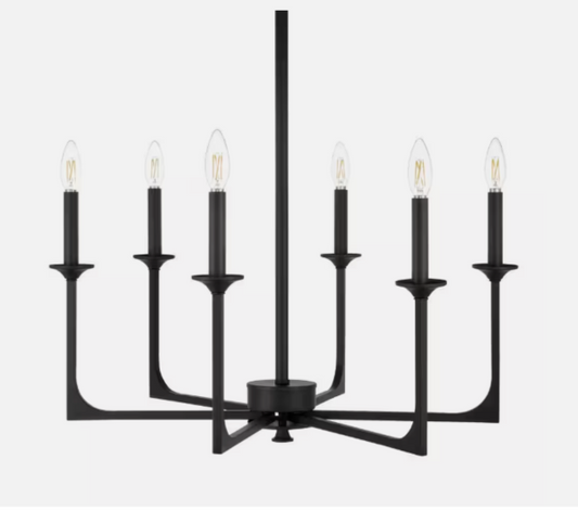 Hampton Bay Highgate 6-Light Matte Black Chandelier